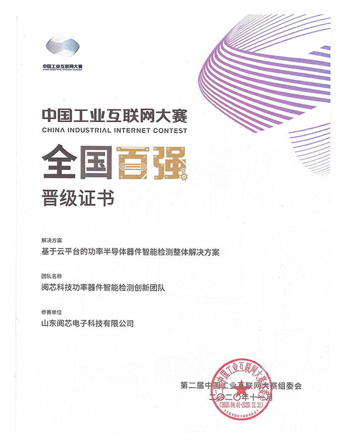 National Top-100, 2nd China Industrial Internet Competition
